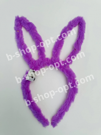 Светящийся ободок "Уши зайца", фиолетовый, пушистый